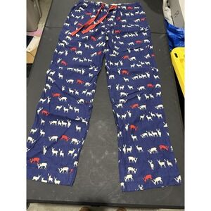 Boden Flannel Navy Elk Print Pajama Bottoms Men's Size L Long